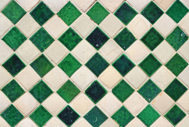 istock Green and white wall tiles as a background image 489492652