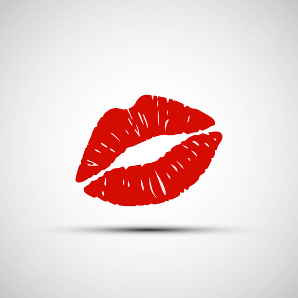 ilustrações, clipart, desenhos animados e ícones de ícones do vetor impressão de mulheres lábios - kissing