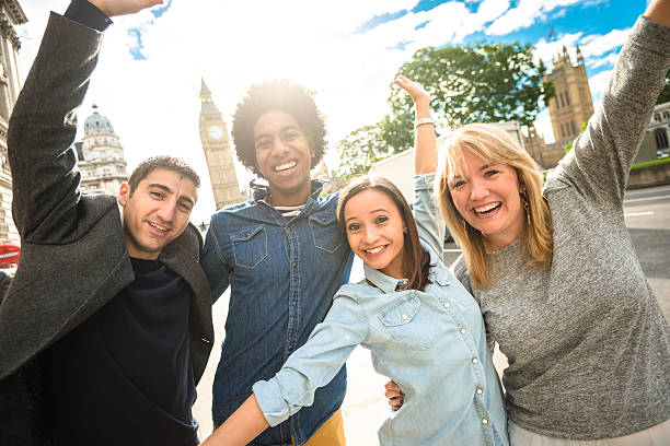 istock Friends have fun in London 489515146