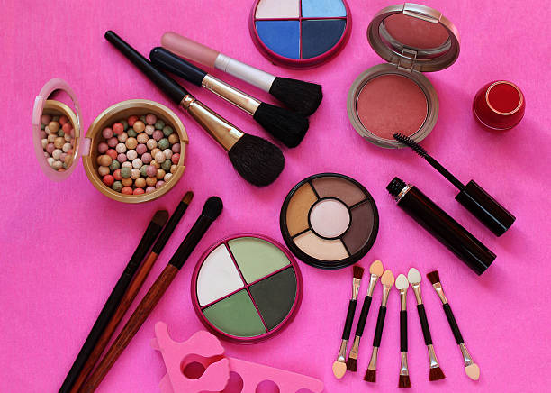 istock Cosmetics. The composition of eye shadow, brushes, powder, blush, mascara 489517336