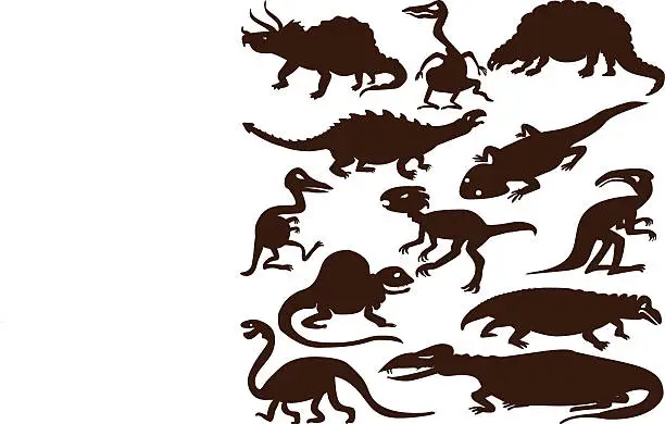 Vector illustration of Dinosaur silhouettes