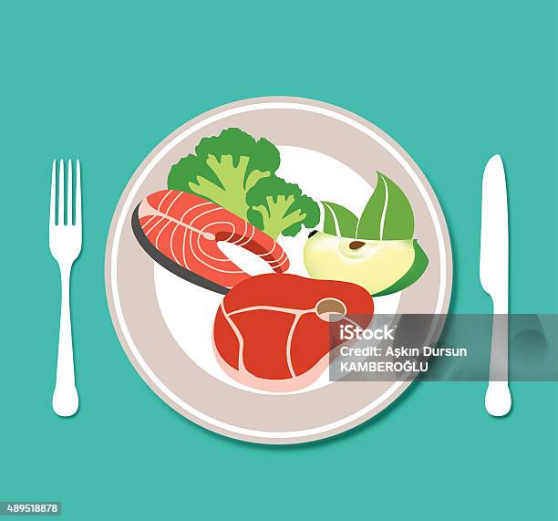 Healthy Food Plate Stock Illustration - Download Image Now - Plate, Meal, Food