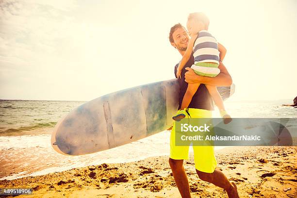 Lets Find A Good Wave Stock Photo - Download Image Now - Beach, Child, Father