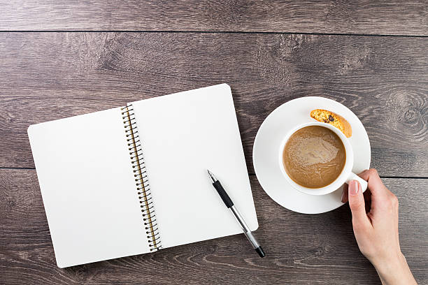 istock Writer and artist hand coffee break. 489522250