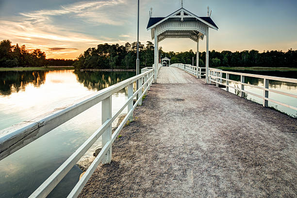 Sunset time in Seurasaari Walking Bridge Helsinki