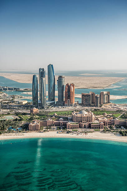 istock Tall buildings and coastline in Abu Dhabi 489527304