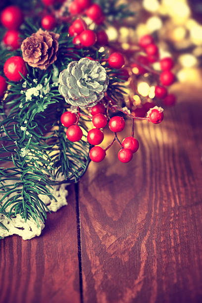 istock Christmas fir with pinecone and garland 489528162
