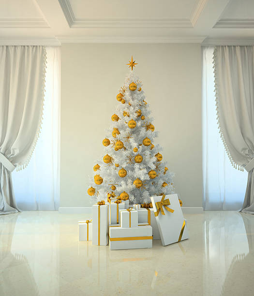 istock Christmas tree room in classic style 489542923