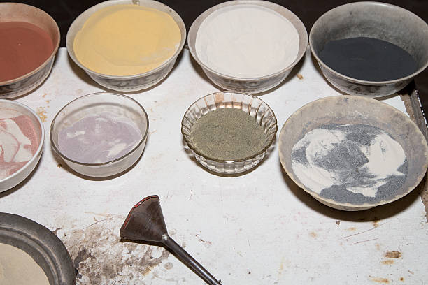 istock Multicolored sand for traditional souvenirs in Jordan 489543047