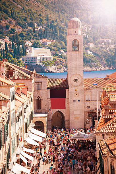 istock Dubrovnik, Plaza Luza City bell tower 489544299