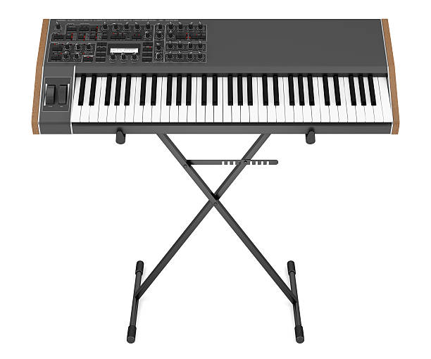 istock black synthesizer on stand isolated on white background 489546589