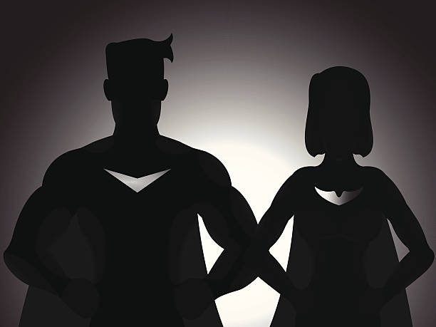 Couple Hero Silhouette vector art illustration