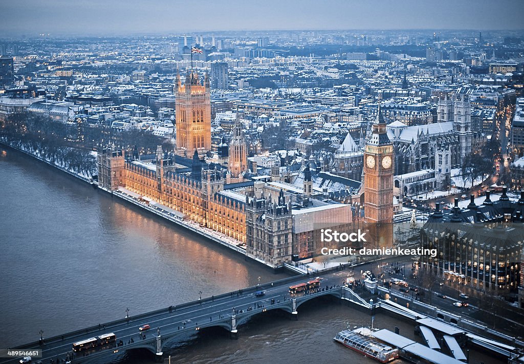 Big Ben Aerial House of Parliament and London London - England Stock Photo