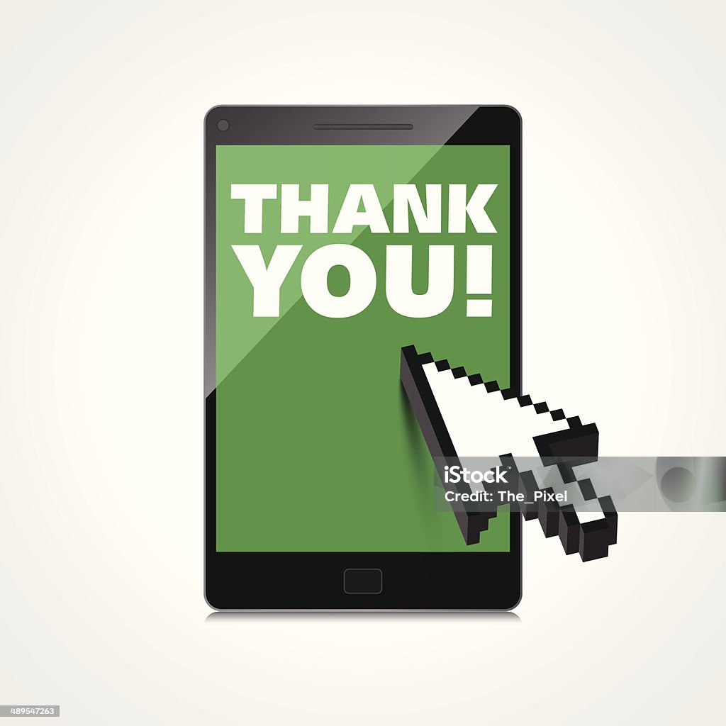 Thank you words display on High-quality smartphone screen. Thank you words display on High-quality screen. Text Messaging stock vector