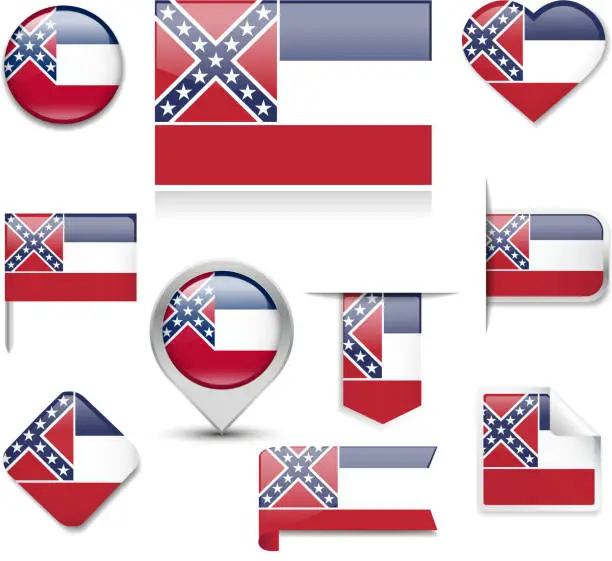 Vector illustration of Mississippi Flag Collection