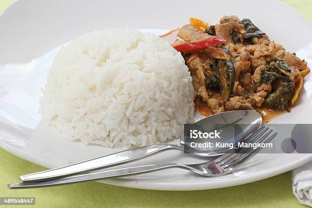 Pollo Panang Curry Con Riso - Fotografie stock e altre immagini di Adulazione - Adulazione, Asia, Cena