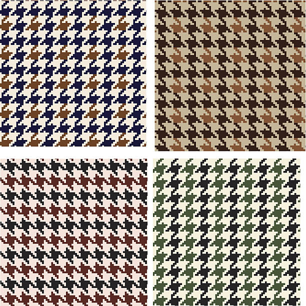 하운드스투스 연속무늬 - houndstooth pattern geometric shape textile stock illustrations