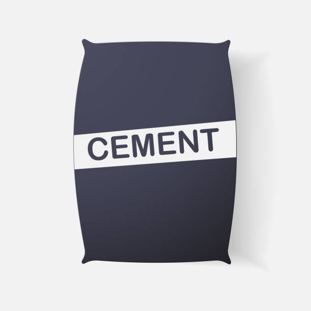 Paper clipped sticker: bag of cement vector art illustration