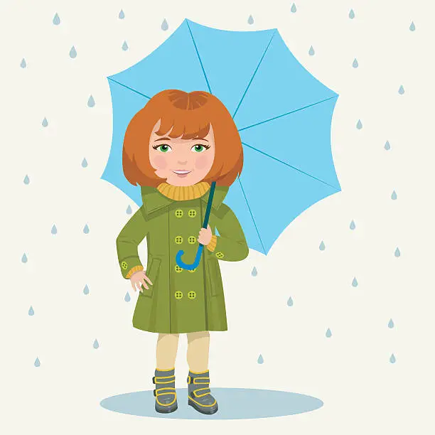 Vector illustration of girl with an umbrella