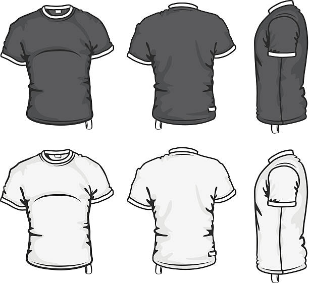 ilustrações, clipart, desenhos animados e ícones de camisetas em branco - back rear view men muscular build