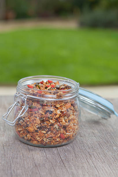 istock Grain free granola made with mixed nuts, seeds, raisins 489557640
