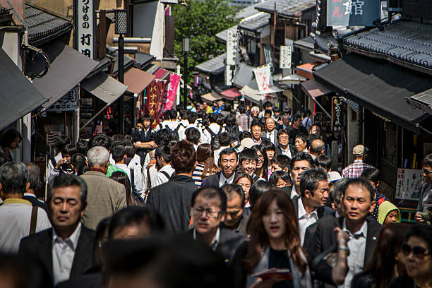 Crowded street in Kyoto - Japan.