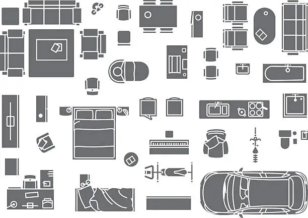 Vector illustration of Floor Plan, Furniture