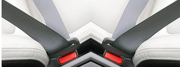 fasten seat belts in car for your safety and  passenger stock photo