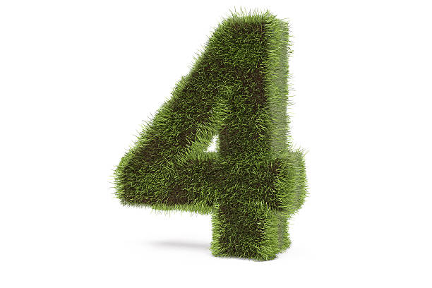 현실적일 격리됨에 잔디 번호 4. - number 4 three dimensional shape green environmental conservation 뉴스 사진 이미지