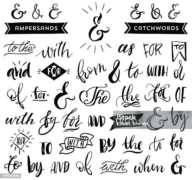 Ampersands And Catchwords Handwritten Calligraphy And Lettering Stock Illustration - Download Image Now