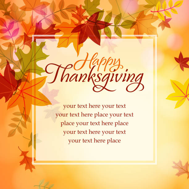 Happy thanksgiving text message Autumn leaves with happy thanksgiving message. thanksgiving holiday background stock illustrations