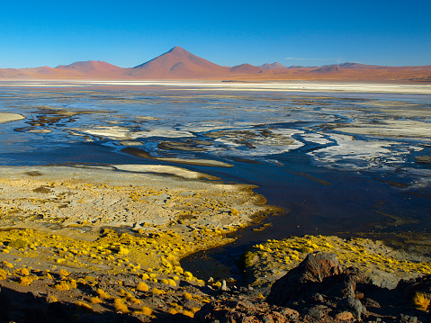 High peaks at Laguna Colorada in southern bolivian Altiplano