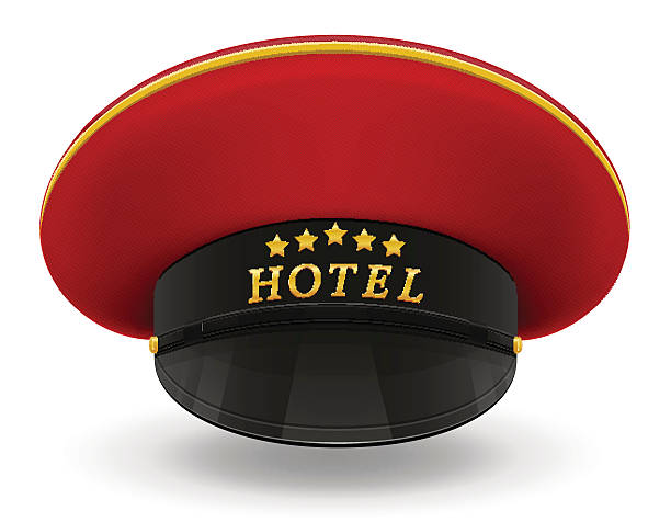 professionelle uniformmütze porter im hotel vektor-illustration - page stock-grafiken, -clipart, -cartoons und -symbole