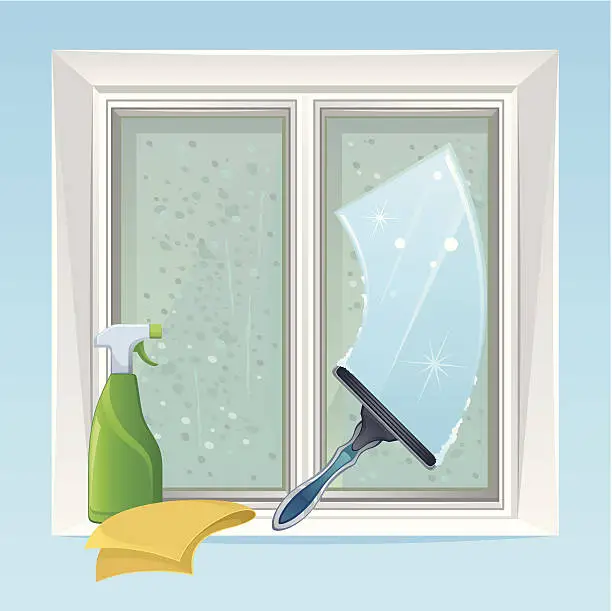 Vector illustration of Cleaning window