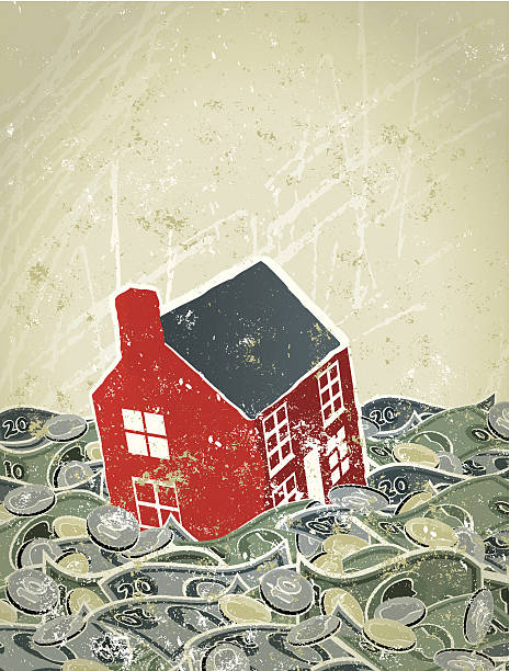 istock Flood, House Sinking in Money Sea 489587401