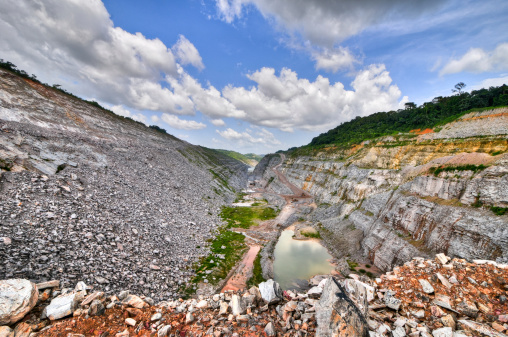 Open Pit Gold Mine in Ghana, Africa with a view of the cut out earth.