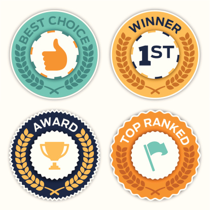 Award badge symbols with space for your copy. EPS 10 file. Transparency effects used on highlight elements.