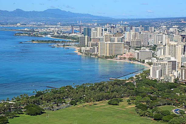 istock View at Honolulu and Kapiolani Park 489589833