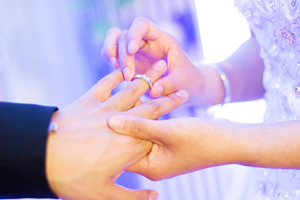 istock Bride Put the Wedding Ring on Groom 489589895