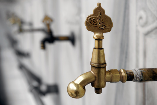 Old style water taps in Turkey with pasha signature,