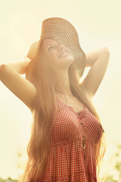 istock Beautiful woman with hat 489593087