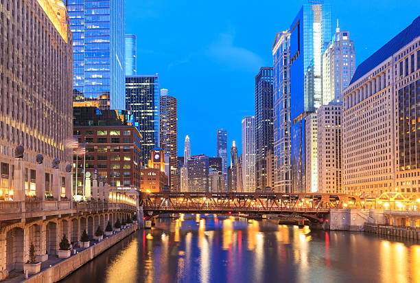 istock Image of Chicago downtown and Chicago River with bridges during 489593811
