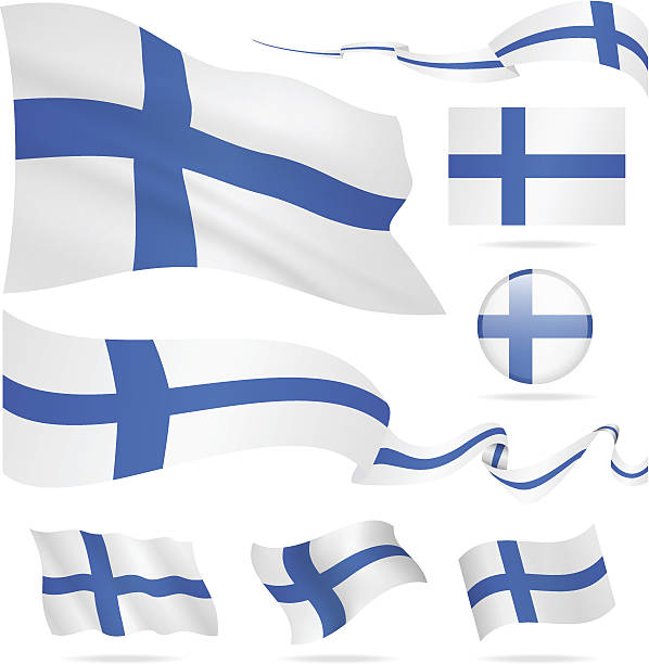 ilustrações, clipart, desenhos animados e ícones de bandeiras da finlândia-conjunto de ícones-ilustração - bandeira-da-finlândia
