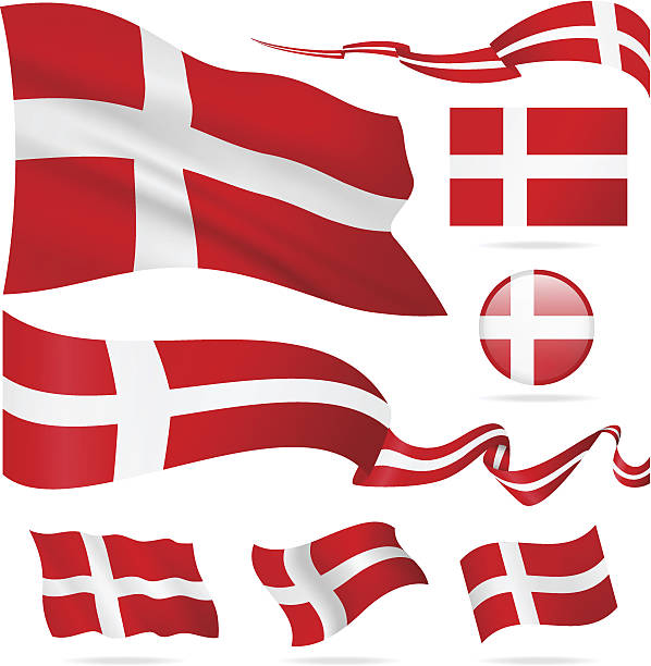 Flags of Denmark - icon set - Illustration vector art illustration
