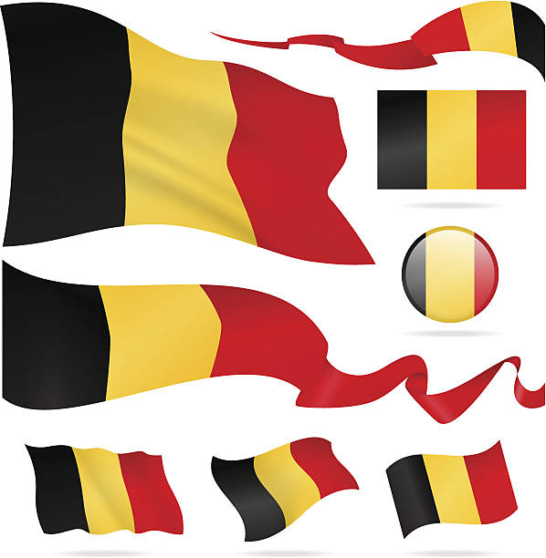 flags of belgium - icon set - illustration - 比利時國旗 幅插畫檔、美工圖案、卡通及圖標