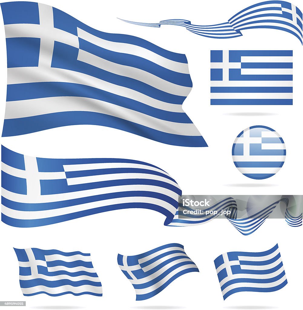 Flaggen Von Griechenlandiconsetillustration Stock Vektor Art und
