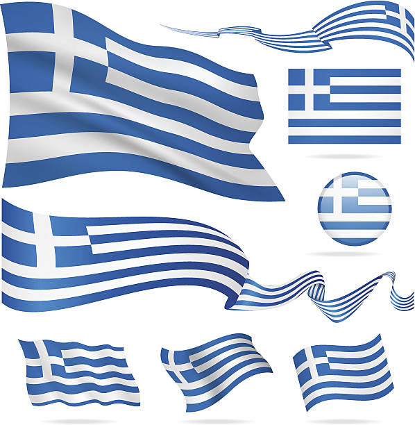 flaggen von griechenland-icon-set-illustration - flag national flag greek flag greece stock-grafiken, -clipart, -cartoons und -symbole