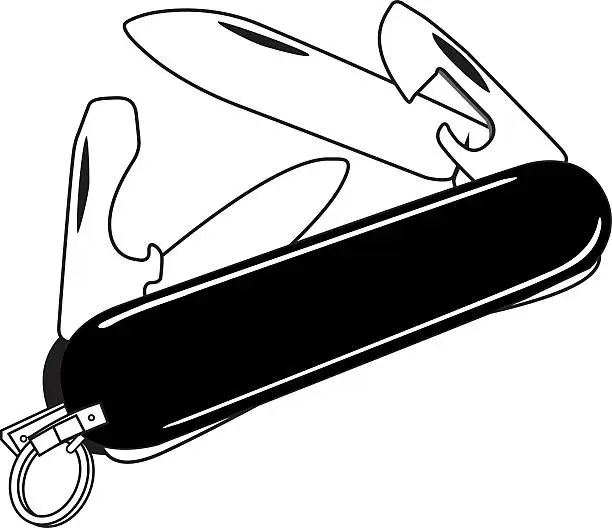 Vector illustration of Black And White Pocket Knife
