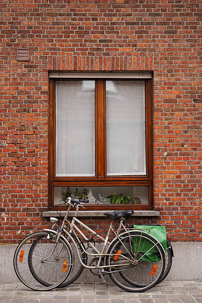 велосипед с двумя односпальными кроватями - bicycle wall green single object стоковые фото и изображения