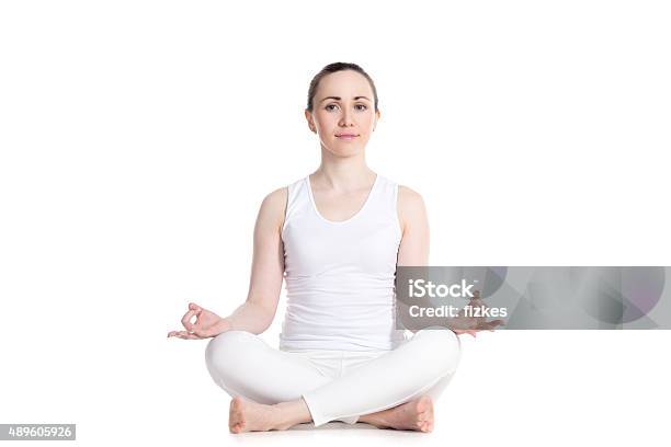 Sukhasana Yoga Pose Stock Photo - Download Image Now - 2015, Activity, Adult